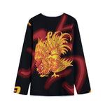 Chinese New Year Rooster Print Long Sleeve Short Coat