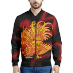 Chinese New Year Rooster Print Men's Bomber Jacket