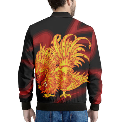 Chinese New Year Rooster Print Men's Bomber Jacket
