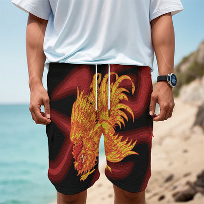 Chinese New Year Rooster Print Men's Cargo Shorts