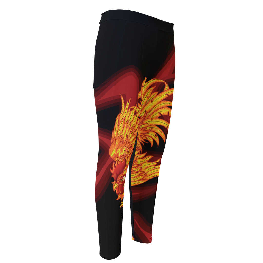 Chinese New Year Rooster Print Men's Compression Pants