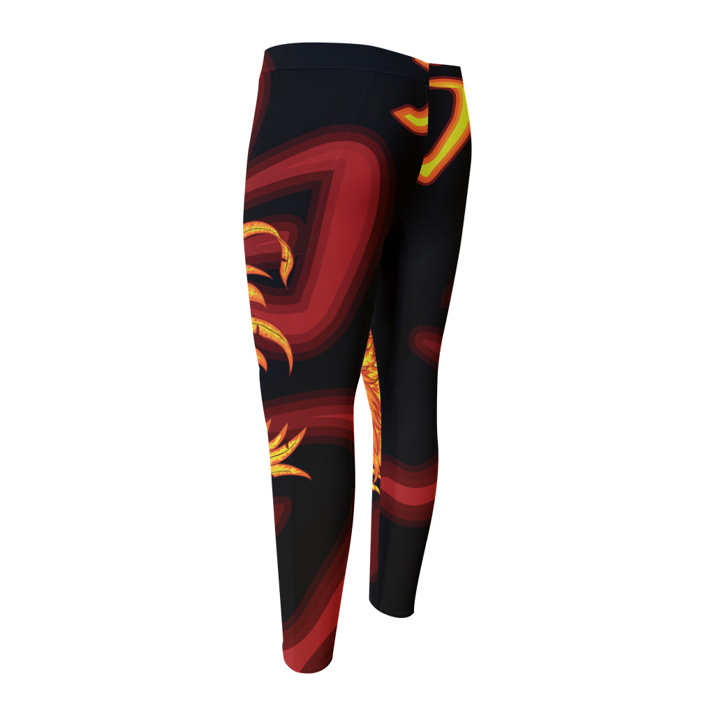 Chinese New Year Rooster Print Men's Compression Pants