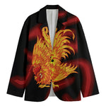 Chinese New Year Rooster Print Men's Cotton Blazer