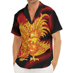 Chinese New Year Rooster Print Men's Deep V-Neck Shirt