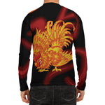 Chinese New Year Rooster Print Men's Long Sleeve Rash Guard