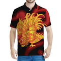 Chinese New Year Rooster Print Men's Polo Shirt