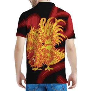 Chinese New Year Rooster Print Men's Polo Shirt