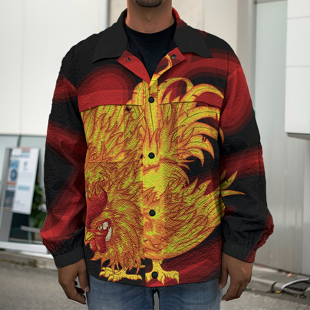 Chinese New Year Rooster Print Men's Shirt Jacket