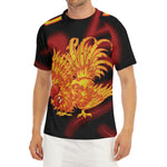 Chinese New Year Rooster Print Men's Short Sleeve Rash Guard