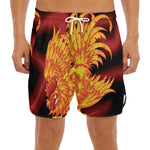 Chinese New Year Rooster Print Men's Split Running Shorts