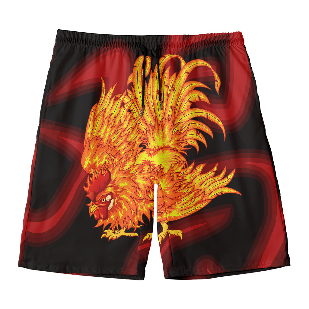 Chinese New Year Rooster Print Men's Swim Trunks