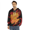 Chinese New Year Rooster Print Men's Velvet Pullover Hoodie