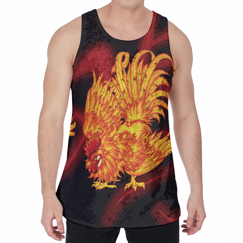 Chinese New Year Rooster Print Men's Velvet Tank Top