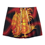 Chinese New Year Rooster Print Mesh Shorts