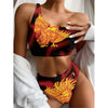 Chinese New Year Rooster Print One Shoulder Bikini Top