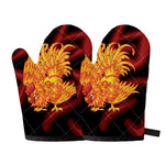 Chinese New Year Rooster Print Oven Mitts