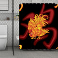 Chinese New Year Rooster Print Polyester Shower Curtain
