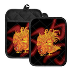 Chinese New Year Rooster Print Pot Holders With Pocket
