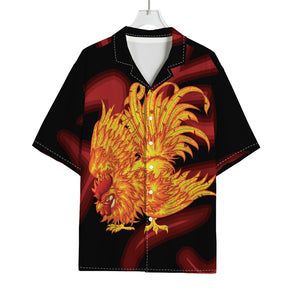 Chinese New Year Rooster Print Rayon Hawaiian Shirt