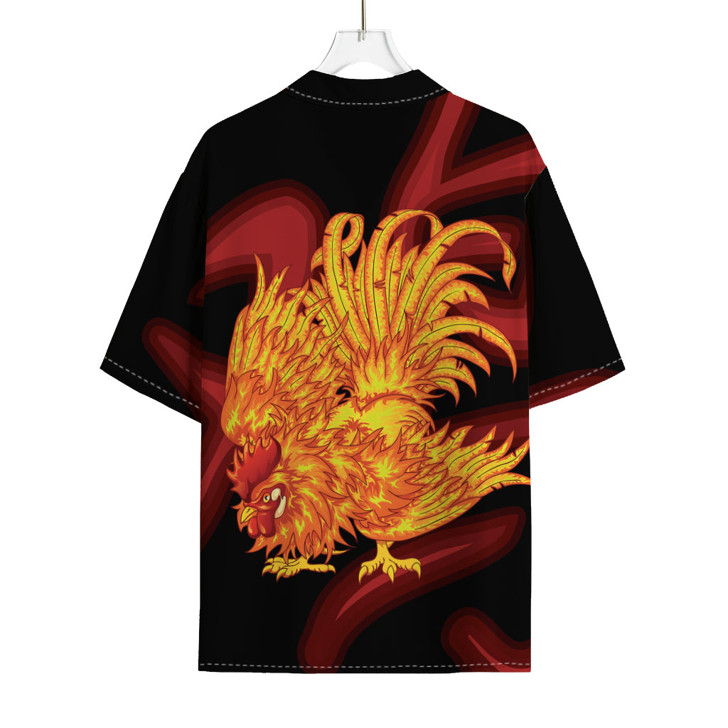 Chinese New Year Rooster Print Rayon Hawaiian Shirt