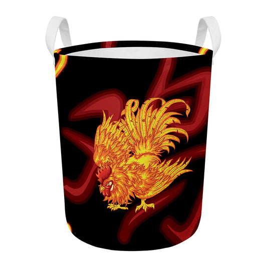 Chinese New Year Rooster Print Round Laundry Basket
