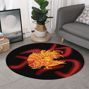 Chinese New Year Rooster Print Round Rug