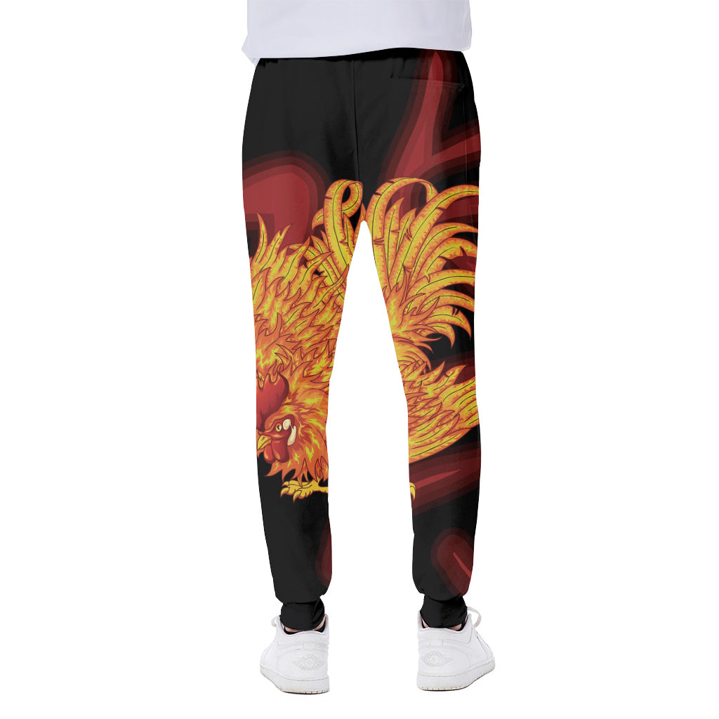 Chinese New Year Rooster Print Scuba Joggers