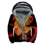 Chinese New Year Rooster Print Sherpa Lined Zip Up Hoodie