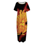 Chinese New Year Rooster Print Short Sleeve Long Nightdress