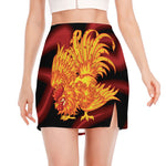 Chinese New Year Rooster Print Side Slit Mini Skirt