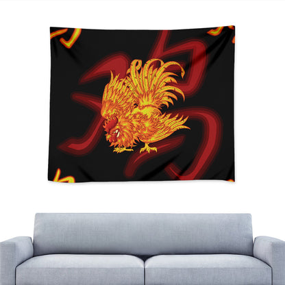 Chinese New Year Rooster Print Tapestry