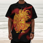 Chinese New Year Rooster Print Textured Short Sleeve Shirt