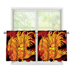 Chinese New Year Rooster Print Tier Curtains