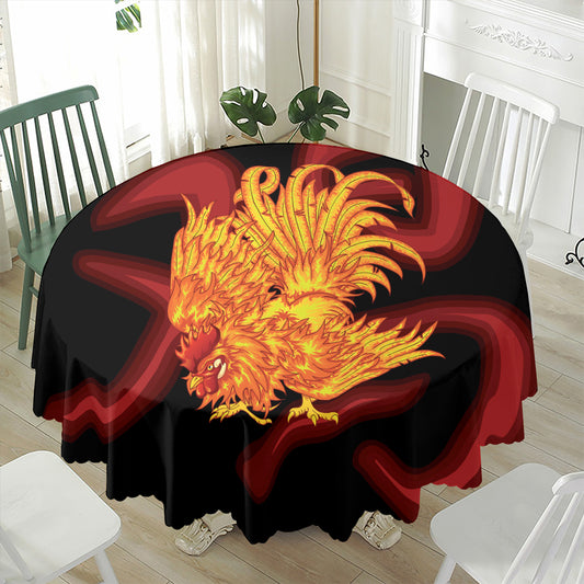 Chinese New Year Rooster Print Waterproof Round Tablecloth