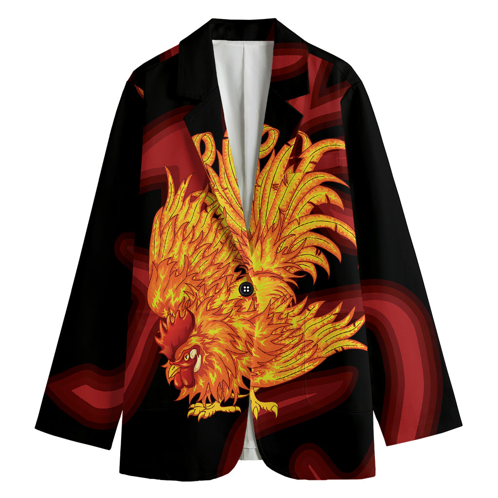 Chinese New Year Rooster Print Women's Blazer