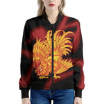 Chinese New Year Rooster Print Women's Bomber Jacket