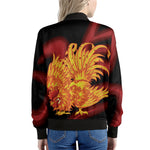 Chinese New Year Rooster Print Women's Bomber Jacket