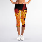 Chinese New Year Rooster Print Women's Capri Leggings