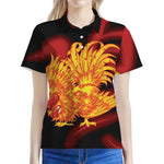 Chinese New Year Rooster Print Women's Polo Shirt