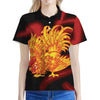 Chinese New Year Rooster Print Women's Polo Shirt