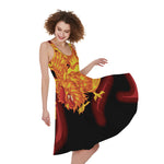 Chinese New Year Rooster Print Women's Sleeveless Dress