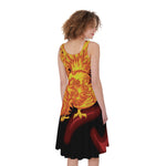Chinese New Year Rooster Print Women's Sleeveless Dress