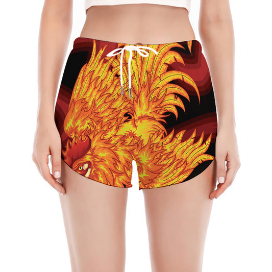 Chinese New Year Rooster Print Women's Split Running Shorts