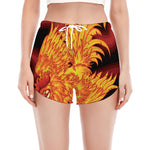 Chinese New Year Rooster Print Women's Split Running Shorts