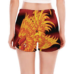 Chinese New Year Rooster Print Women's Split Running Shorts