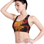 Chinese New Year Rooster Print Women's Sports Bra