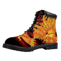 Chinese New Year Rooster Print Padded Collar Lace Up Boots