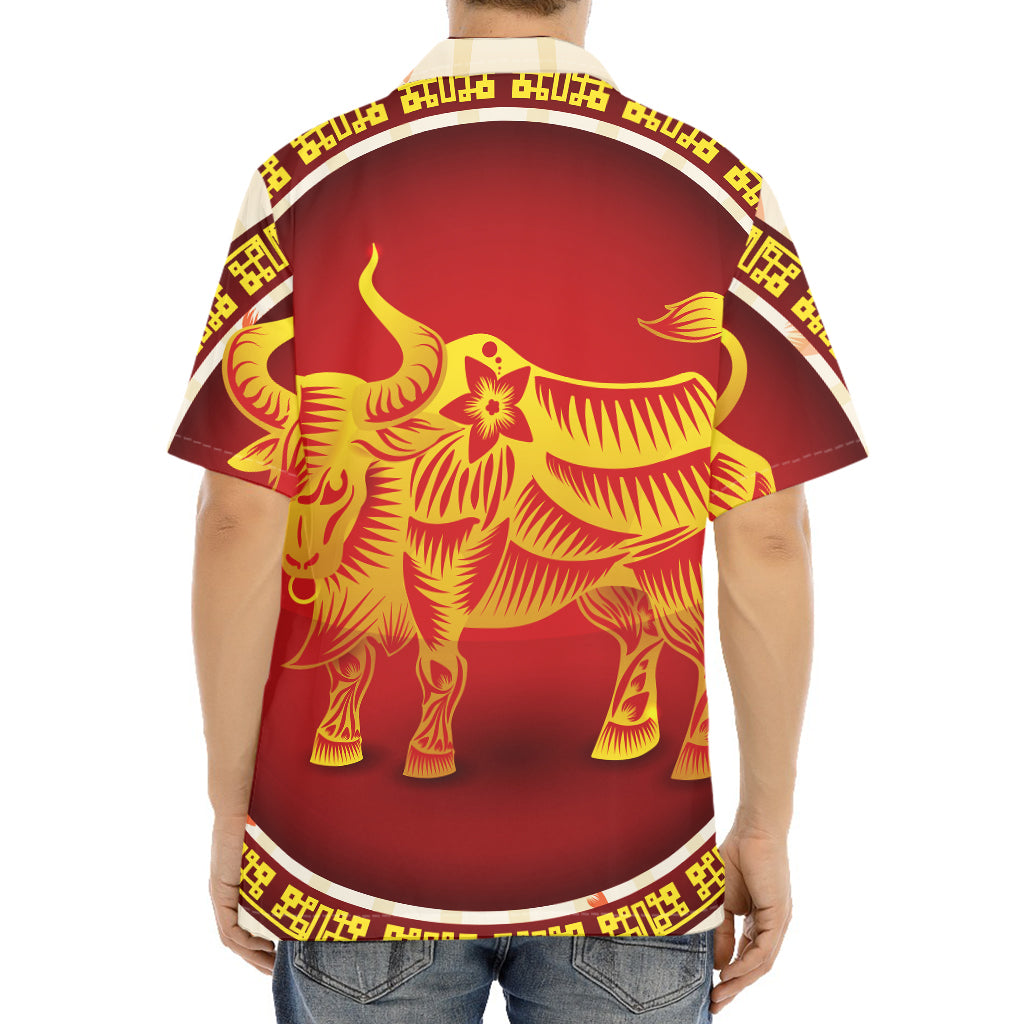 Chinese Ox Zodiac Sign Print Aloha Shirt