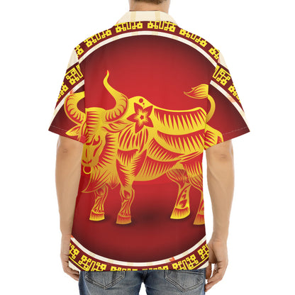 Chinese Ox Zodiac Sign Print Aloha Shirt
