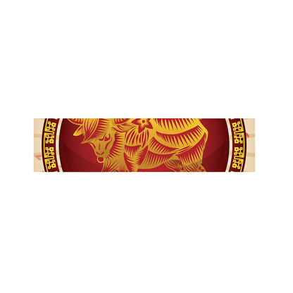 Chinese Ox Zodiac Sign Print Bed Runner